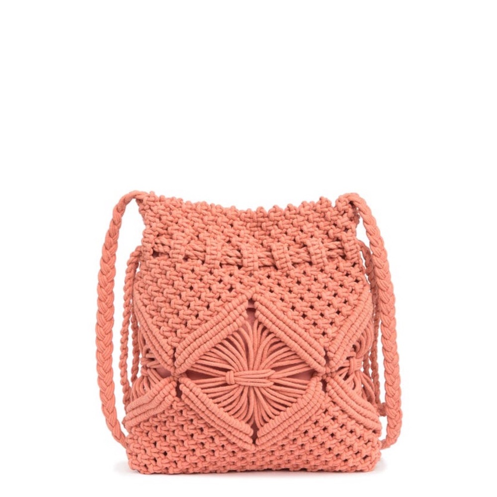 Nanette Lepore Macrame Crossbody Bag In Canteloupe Boho Woven Spring Summer